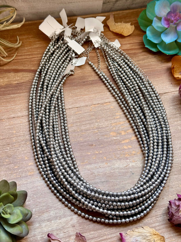 Silver-Plated 4 mm Bead Necklace – 20” Necklaces Shopify Collective The Bijoux FAB Jewelry The Bijoux FAB Jewelry