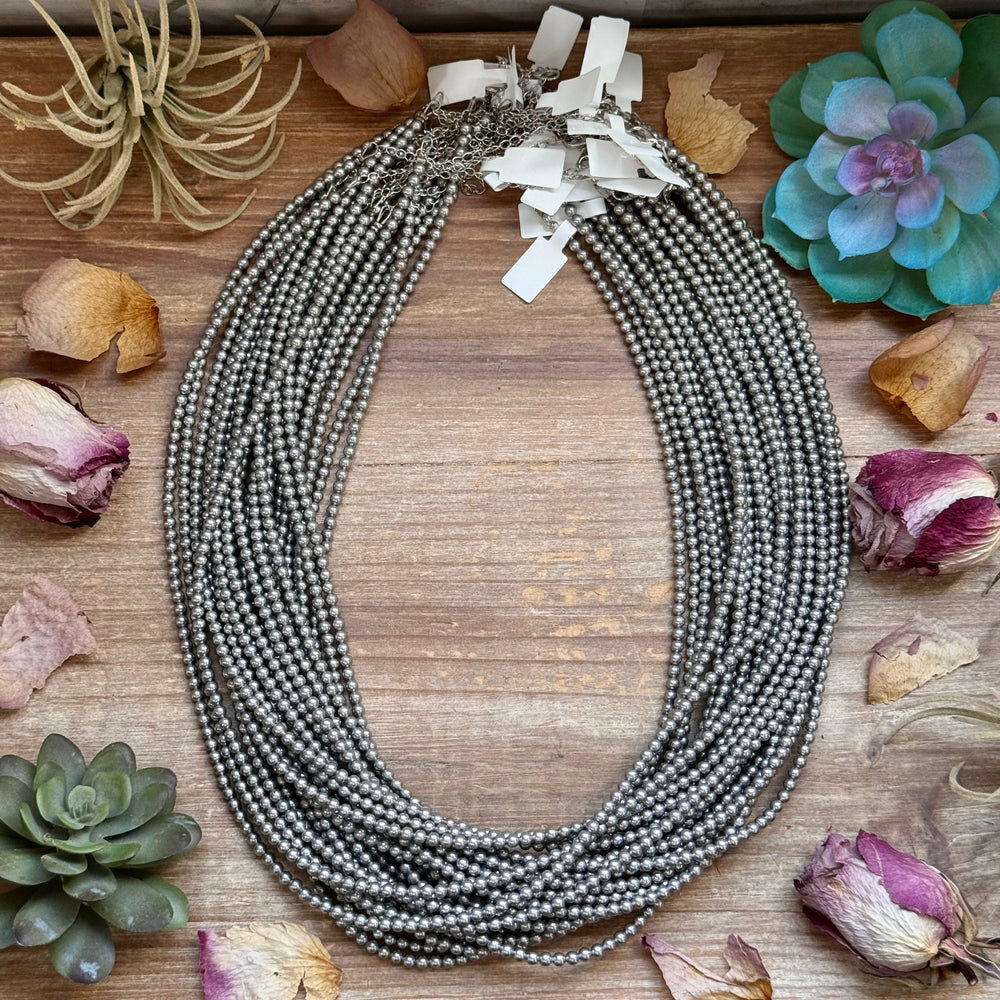 Silver-Plated 4 mm Bead Necklace – 24” Necklaces Shopify Collective The Bijoux FAB Jewelry The Bijoux FAB Jewelry