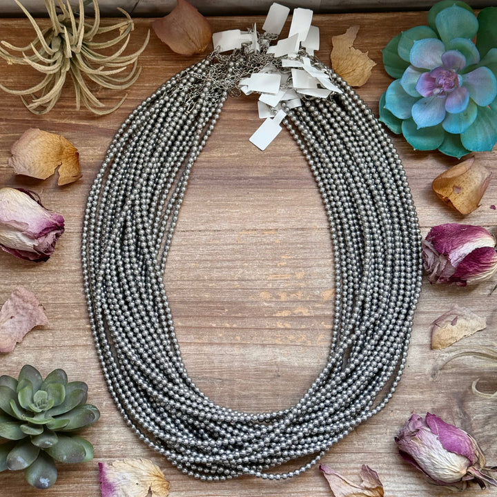 Silver-Plated 4 mm Bead Necklace – 24” Necklaces Shopify Collective The Bijoux FAB Jewelry The Bijoux FAB Jewelry