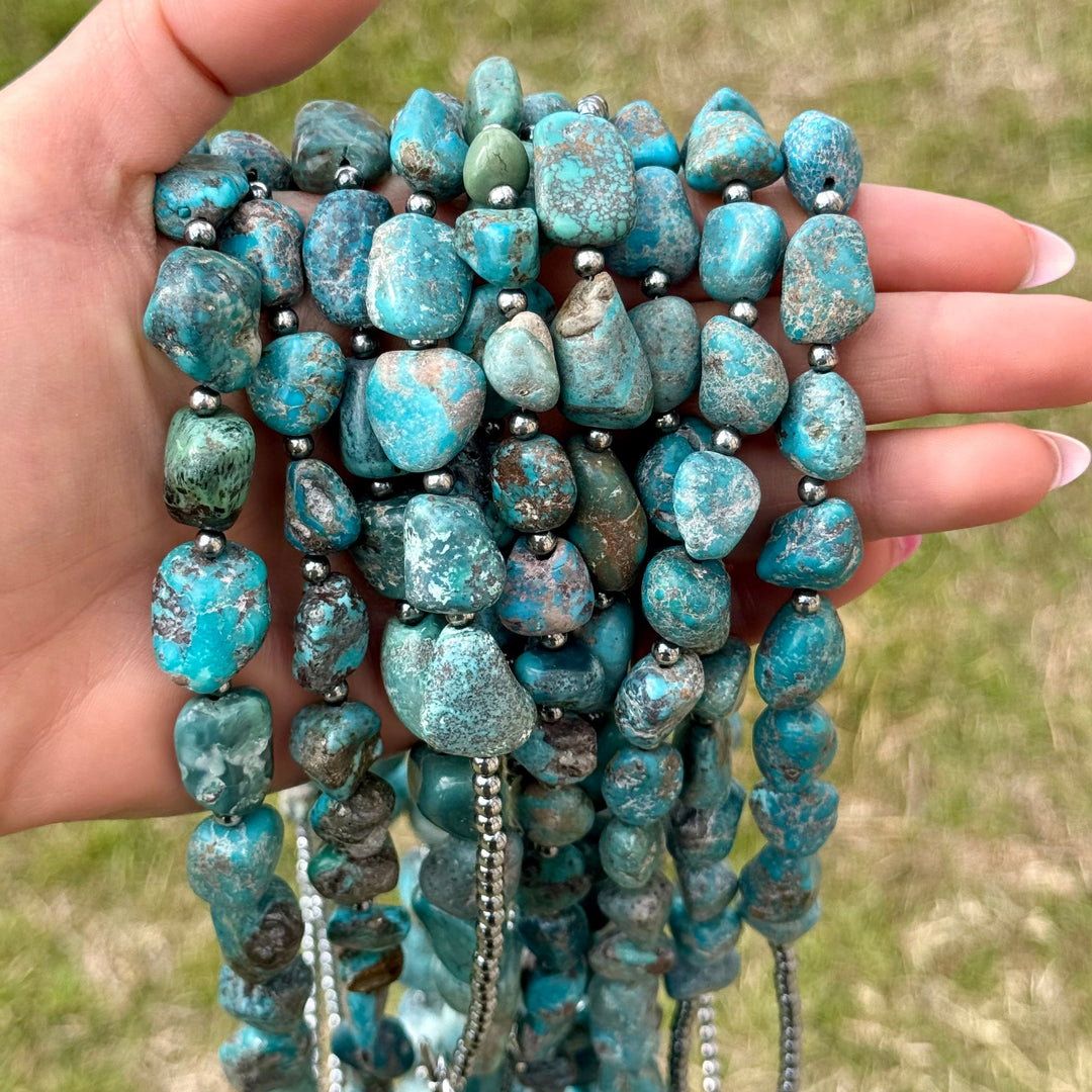Blue Turquoise Nugget Necklace – Sterling Silver – 24” Necklaces Shopify Collective The Bijoux FAB Jewelry The Bijoux FAB Jewelry