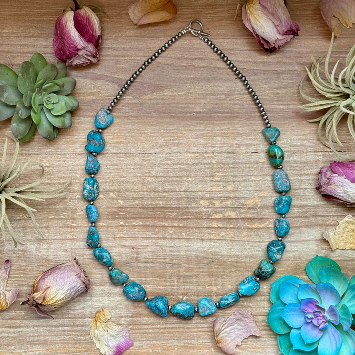 Blue Turquoise Nugget Necklace – Sterling Silver – 24” Necklaces Shopify Collective The Bijoux FAB Jewelry The Bijoux FAB Jewelry