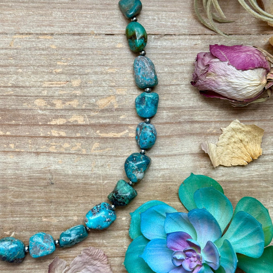 Blue Turquoise Nugget Necklace – Sterling Silver – 24” Necklaces Shopify Collective The Bijoux FAB Jewelry The Bijoux FAB Jewelry