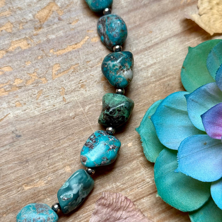Blue Turquoise Nugget Necklace – Sterling Silver – 24” Necklaces Shopify Collective The Bijoux FAB Jewelry The Bijoux FAB Jewelry