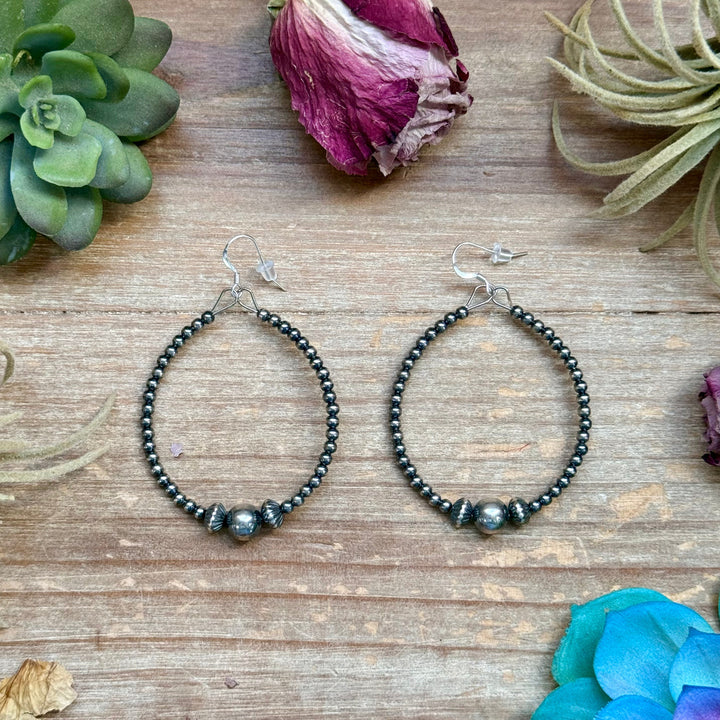 Sterling Silver Pearl Hoop Earrings - 8 mm in the middle Earrings Shopify Collective The Bijoux FAB Jewelry The Bijoux FAB Jewelry