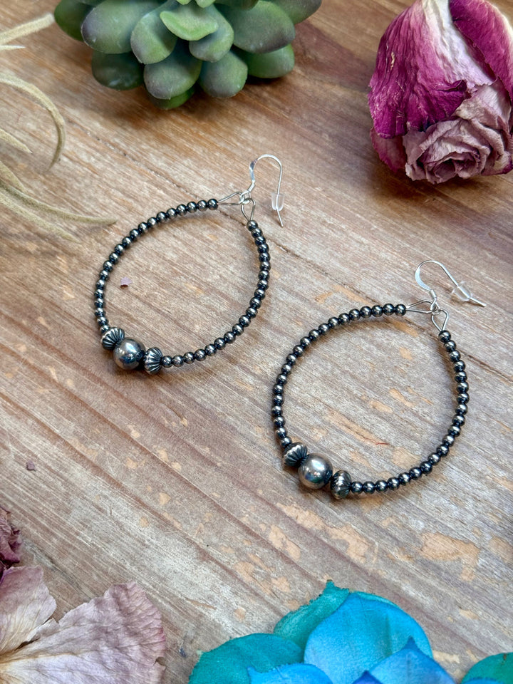 Sterling Silver Pearl Hoop Earrings - 8 mm in the middle Earrings Shopify Collective The Bijoux FAB Jewelry The Bijoux FAB Jewelry