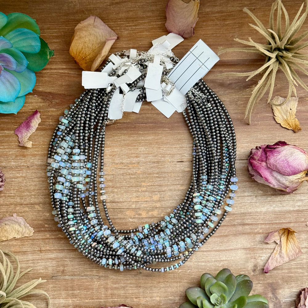 White Opal Necklace – Smooth 3 mm Beads – 16” Necklaces Shopify Collective The Bijoux FAB Jewelry The Bijoux FAB Jewelry
