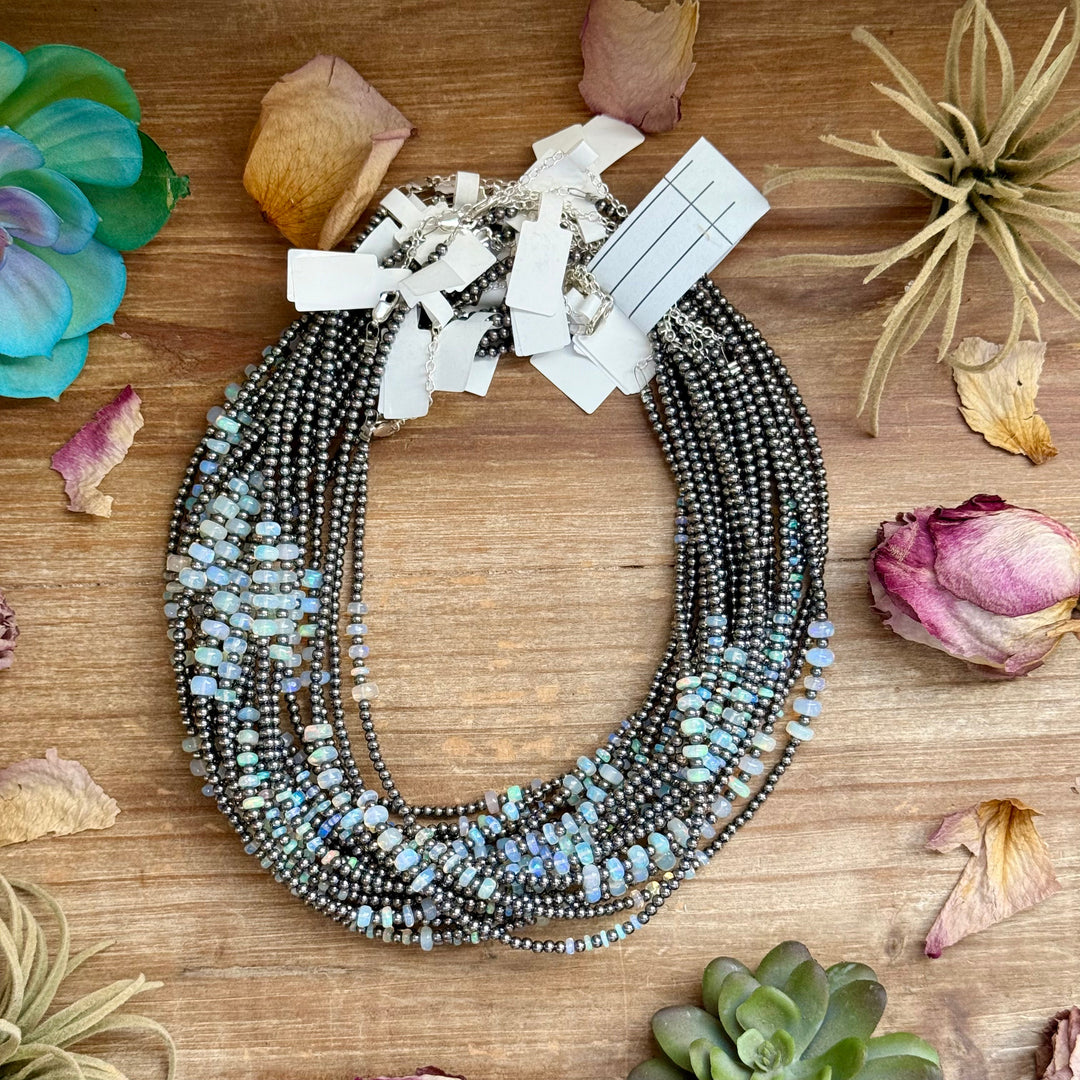 White Opal Necklace – Smooth 3 mm Beads – 16” Necklaces Shopify Collective The Bijoux FAB Jewelry The Bijoux FAB Jewelry