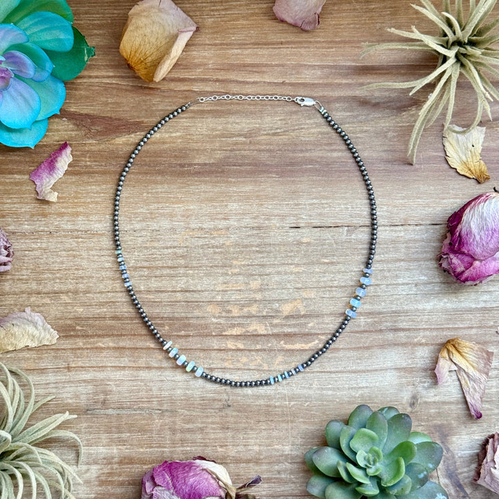 White Opal Necklace – Smooth 3 mm Beads – 16” Necklaces Shopify Collective The Bijoux FAB Jewelry The Bijoux FAB Jewelry