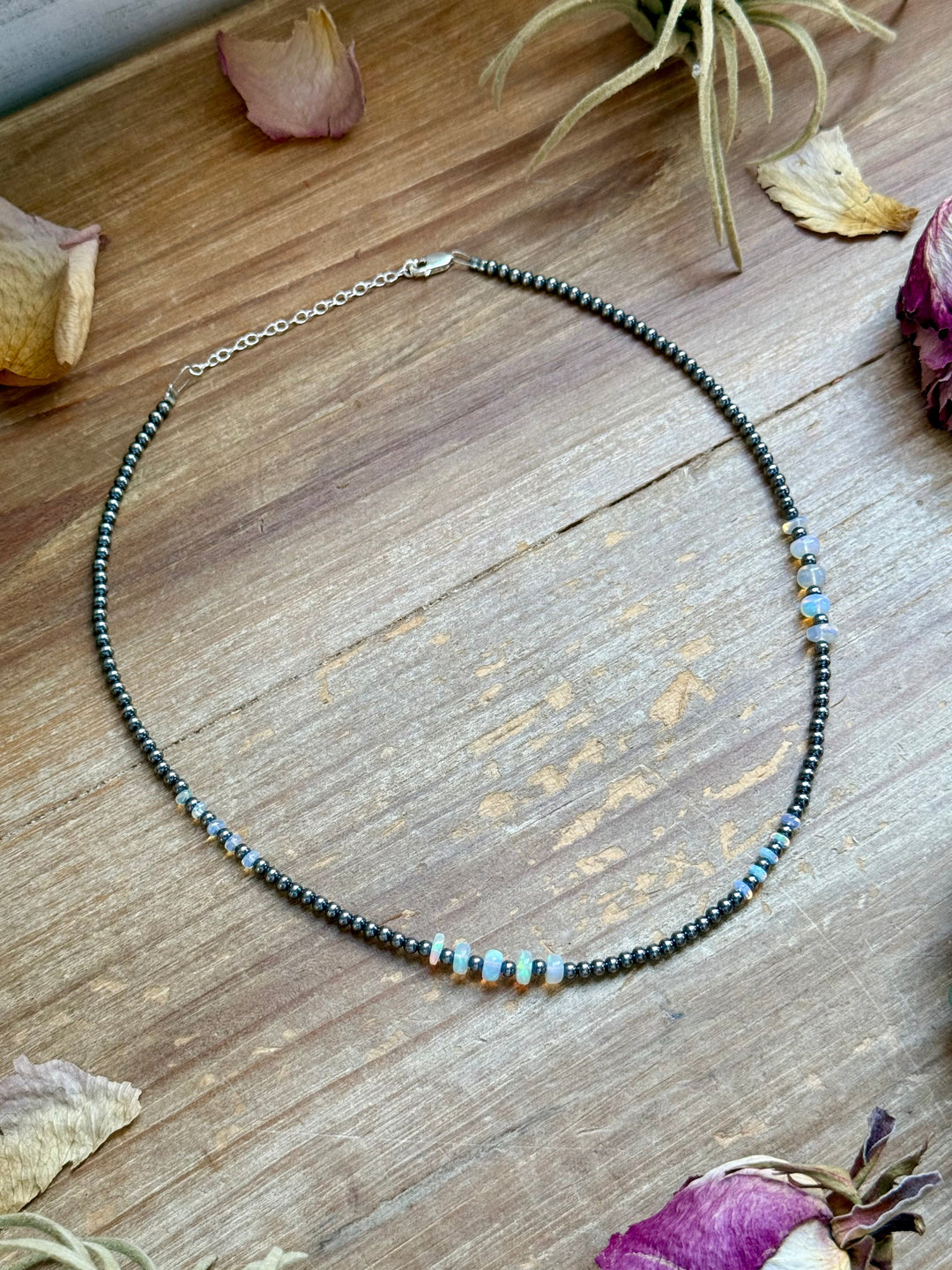 White Opal Necklace – Smooth 3 mm Beads – 16” Necklaces Shopify Collective The Bijoux FAB Jewelry The Bijoux FAB Jewelry