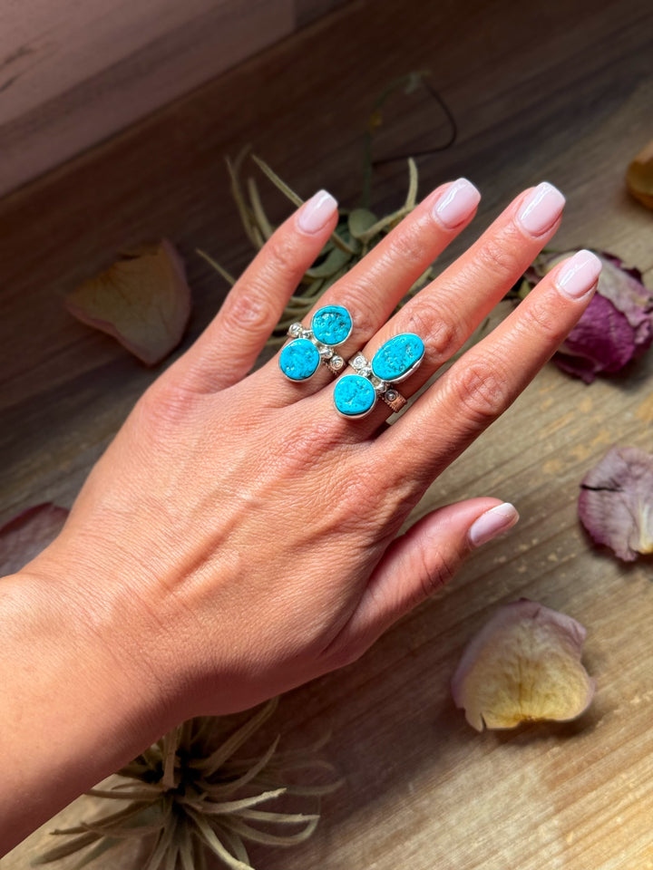 Kingman Turquoise Sterling Silver Ring – Size 7 & 8 ring Shopify Collective The Bijoux FAB Jewelry The Bijoux FAB Jewelry