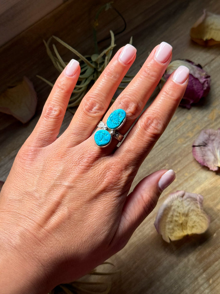 Kingman Turquoise Sterling Silver Ring – Size 7 & 8 ring Shopify Collective The Bijoux FAB Jewelry The Bijoux FAB Jewelry