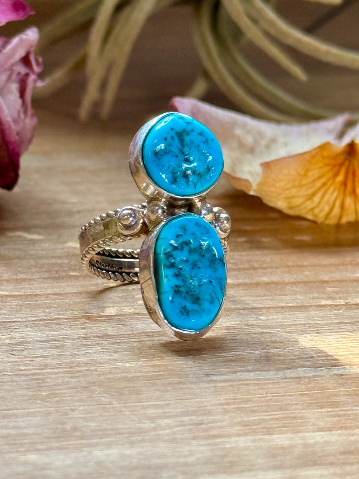 Kingman Turquoise Sterling Silver Ring – Size 7 & 8 ring Shopify Collective The Bijoux FAB Jewelry The Bijoux FAB Jewelry