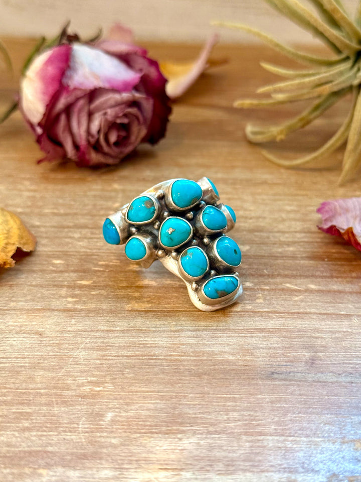 Kingman Turquoise Longhorn Sterling Silver Ring – Adjustable (Fits 8+) ring Shopify Collective The Bijoux FAB Jewelry The Bijoux FAB Jewelry