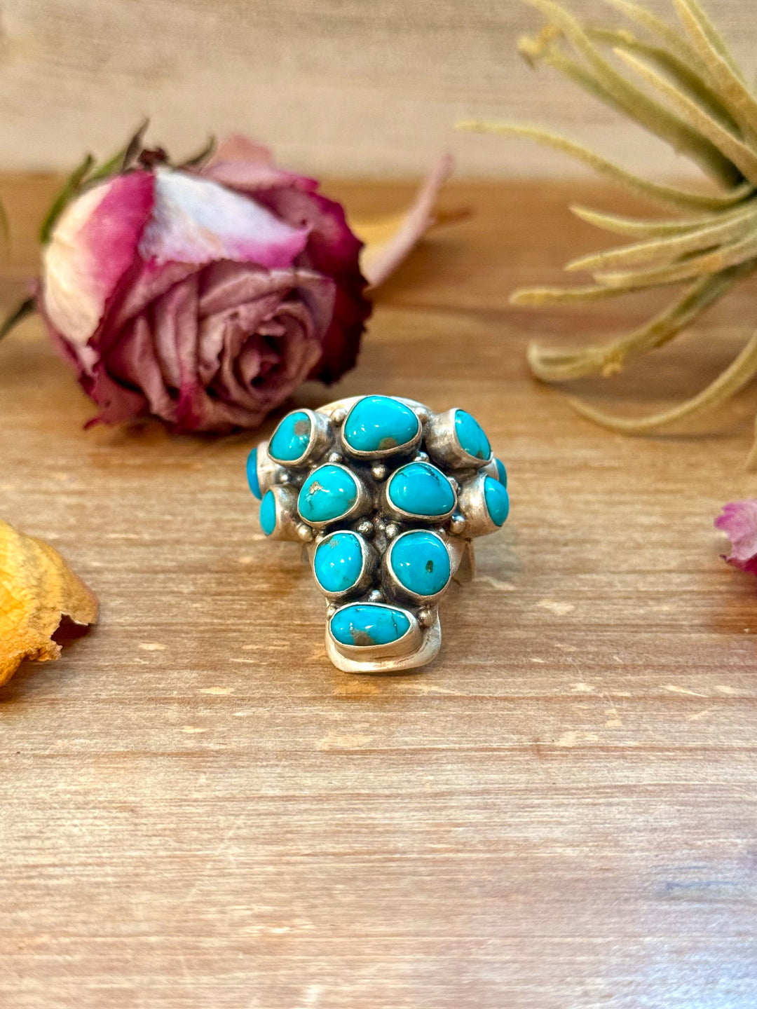 Kingman Turquoise Longhorn Sterling Silver Ring – Adjustable (Fits 8+) ring Shopify Collective The Bijoux FAB Jewelry The Bijoux FAB Jewelry