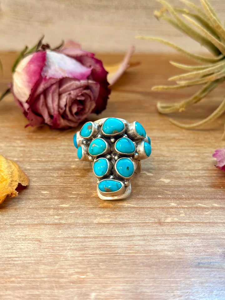 Kingman Turquoise Longhorn Sterling Silver Ring – Adjustable (Fits 8+) ring Shopify Collective The Bijoux FAB Jewelry The Bijoux FAB Jewelry