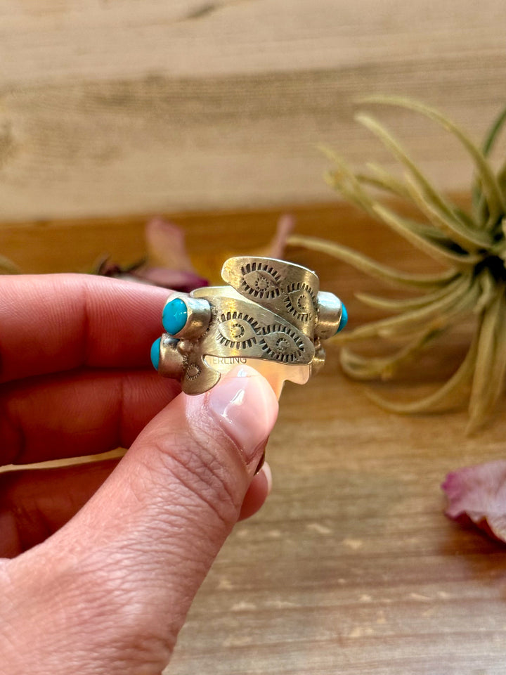 Kingman Turquoise Longhorn Sterling Silver Ring – Adjustable (Fits 8+) ring Shopify Collective The Bijoux FAB Jewelry The Bijoux FAB Jewelry