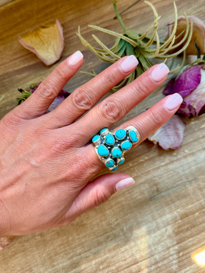 Kingman Turquoise Longhorn Sterling Silver Ring – Adjustable (Fits 8+) ring Shopify Collective The Bijoux FAB Jewelry The Bijoux FAB Jewelry