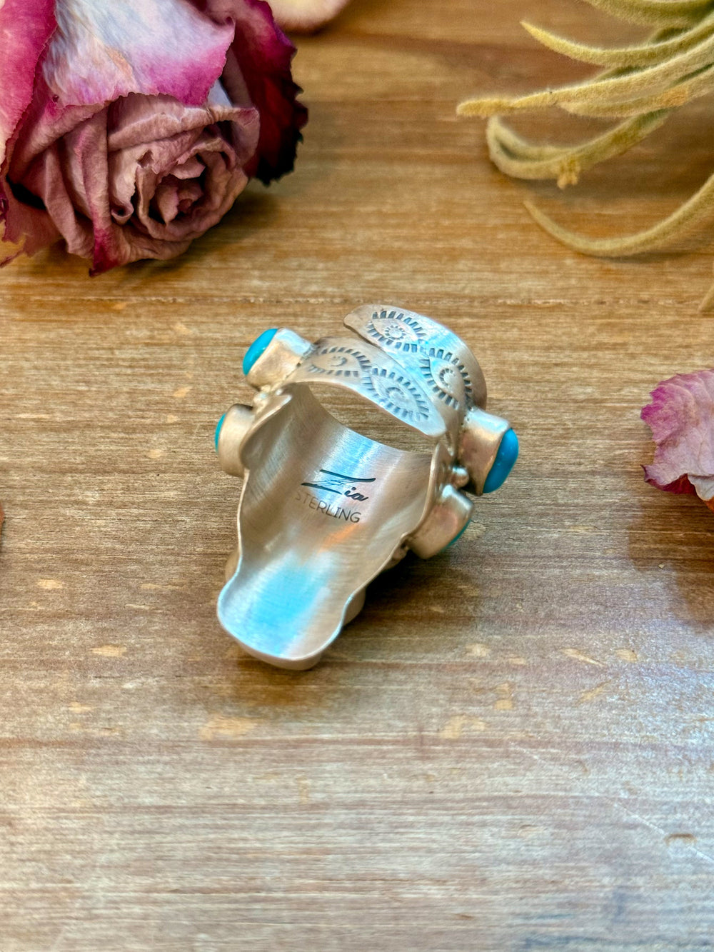 Kingman Turquoise Longhorn Sterling Silver Ring – Adjustable (Fits 8+) ring Shopify Collective The Bijoux FAB Jewelry The Bijoux FAB Jewelry