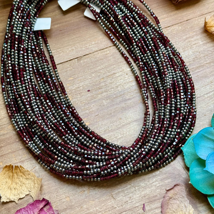 Dark Red Natural Garnet Necklace with Sterling Silver Pearls – 18.5” Necklaces Shopify Collective The Bijoux FAB Jewelry The Bijoux FAB Jewelry