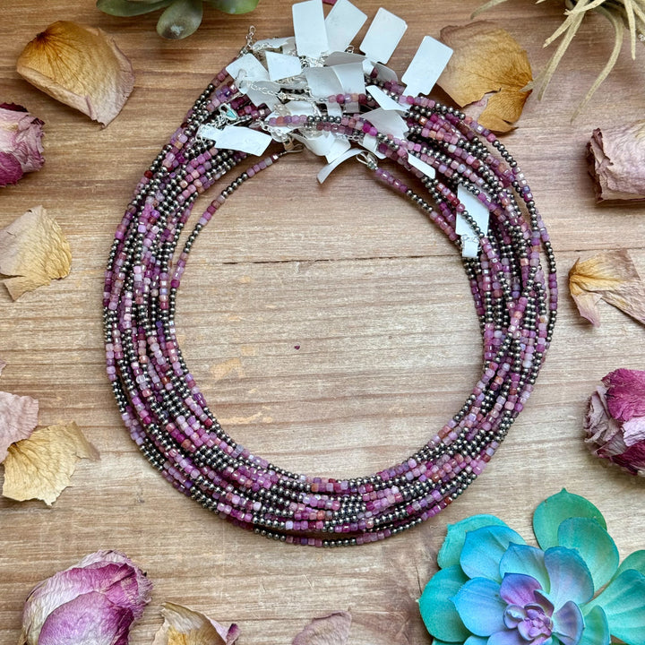 Natural Cubic Ruby Necklace with Sterling Silver Pearls – 19” Necklaces Shopify Collective The Bijoux FAB Jewelry The Bijoux FAB Jewelry