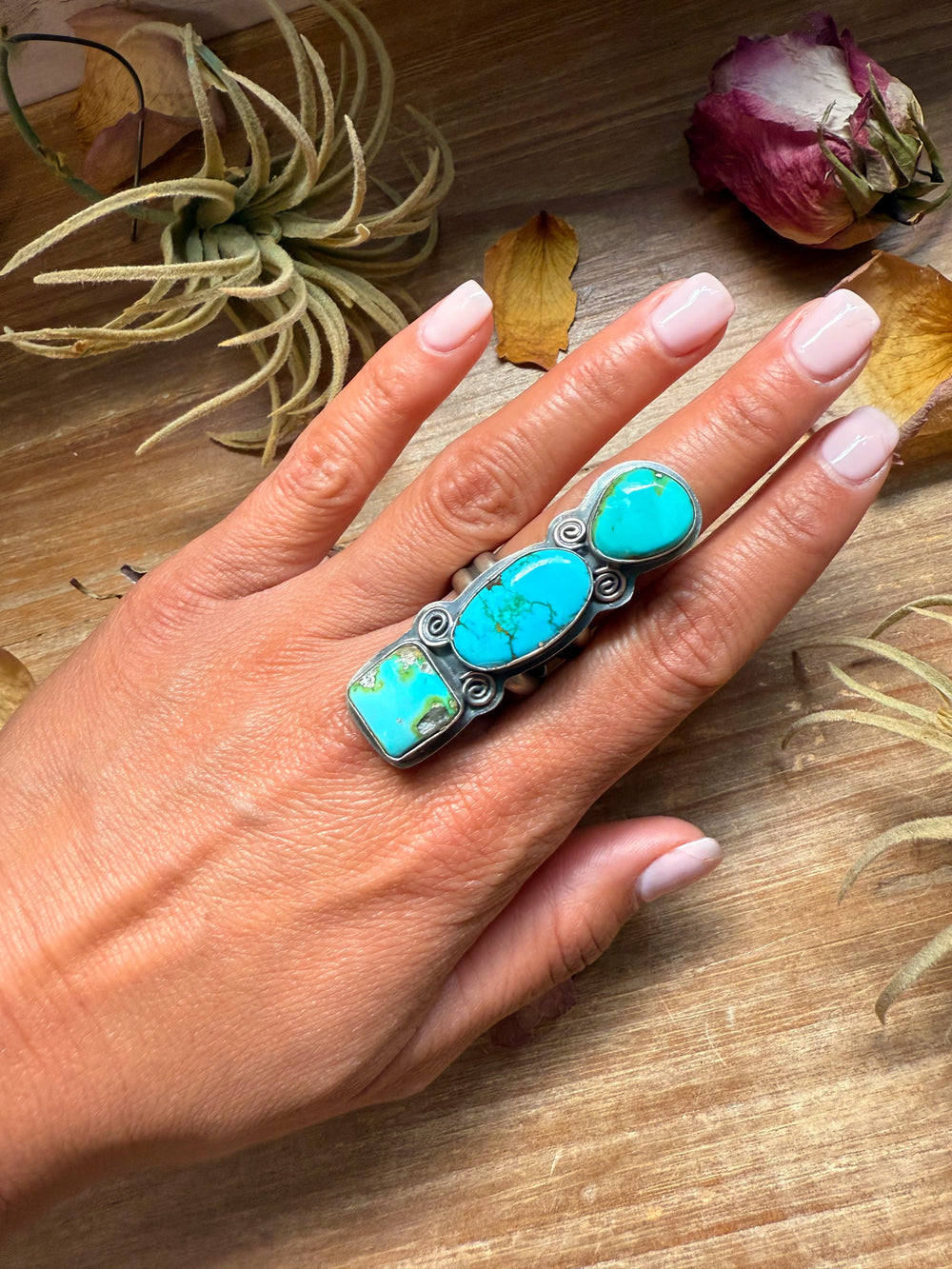 3-Stone Sonoran Turquoise Sterling Silver Ring – Adjustable ring Shopify Collective The Bijoux FAB Jewelry The Bijoux FAB Jewelry