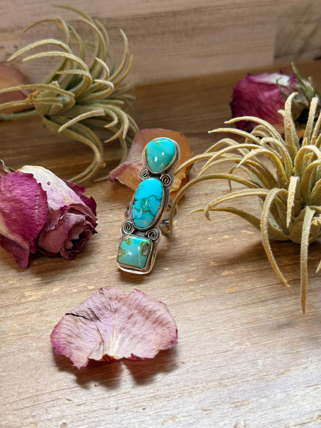 3-Stone Sonoran Turquoise Sterling Silver Ring – Adjustable ring Shopify Collective The Bijoux FAB Jewelry The Bijoux FAB Jewelry