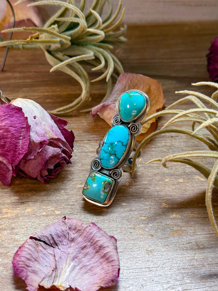 3-Stone Sonoran Turquoise Sterling Silver Ring – Adjustable ring Shopify Collective The Bijoux FAB Jewelry The Bijoux FAB Jewelry