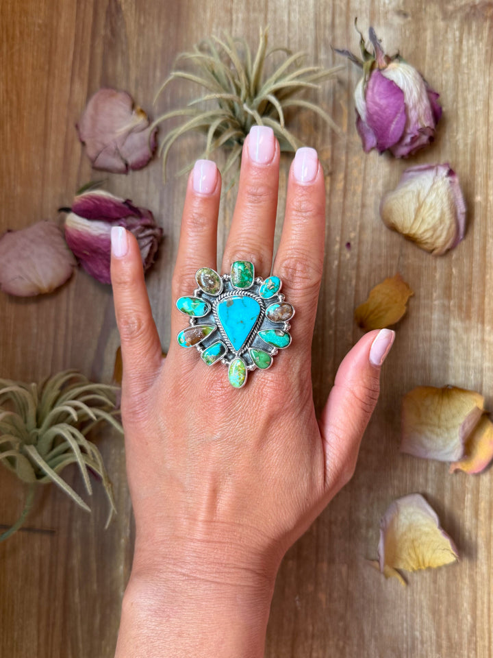 Mixed Mine Turquoise Sterling Silver Ring – Size 10 ring Shopify Collective The Bijoux FAB Jewelry The Bijoux FAB Jewelry