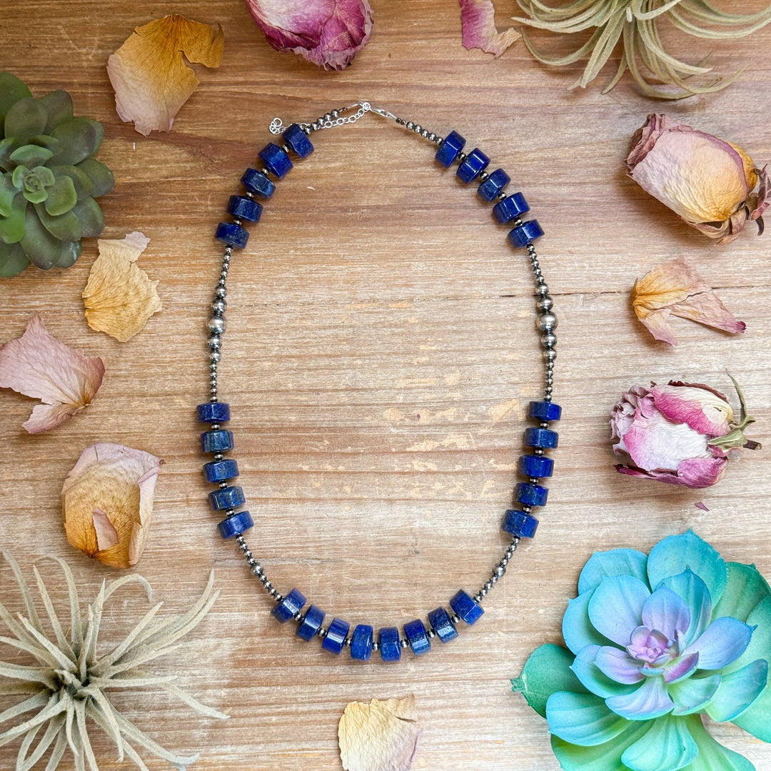 Sterling Silver Pearl & Lapis Necklace – 20” Necklaces Shopify Collective The Bijoux FAB Jewelry The Bijoux FAB Jewelry