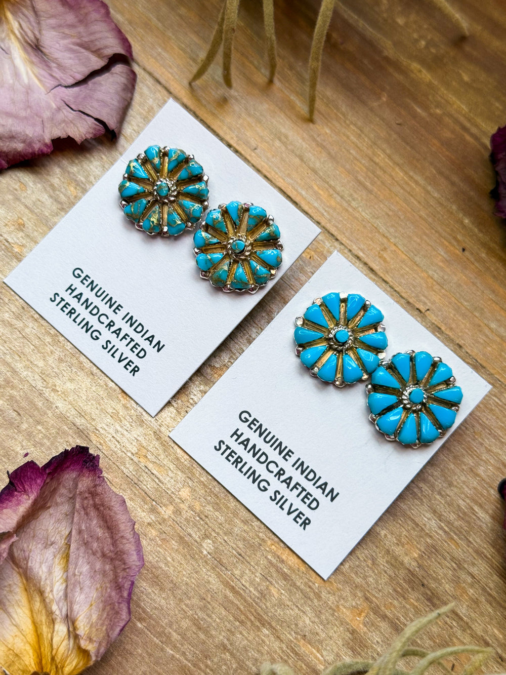 Sterling Silver Magnetite Turquoise Cluster Stud Earrings – Handmade in USA Earrings Shopify Collective The Bijoux FAB Jewelry The Bijoux FAB Jewelry