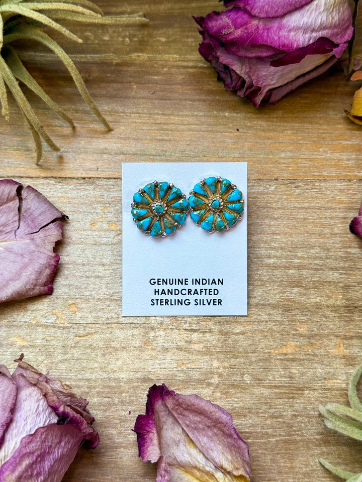 Sterling Silver Magnetite Turquoise Cluster Stud Earrings – Handmade in USA Earrings Shopify Collective The Bijoux FAB Jewelry The Bijoux FAB Jewelry