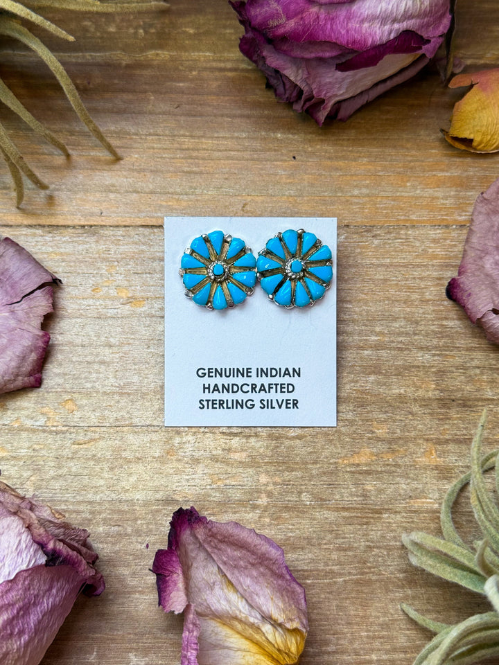 Sterling Silver Magnetite Turquoise Cluster Stud Earrings – Handmade in USA Earrings Shopify Collective The Bijoux FAB Jewelry The Bijoux FAB Jewelry
