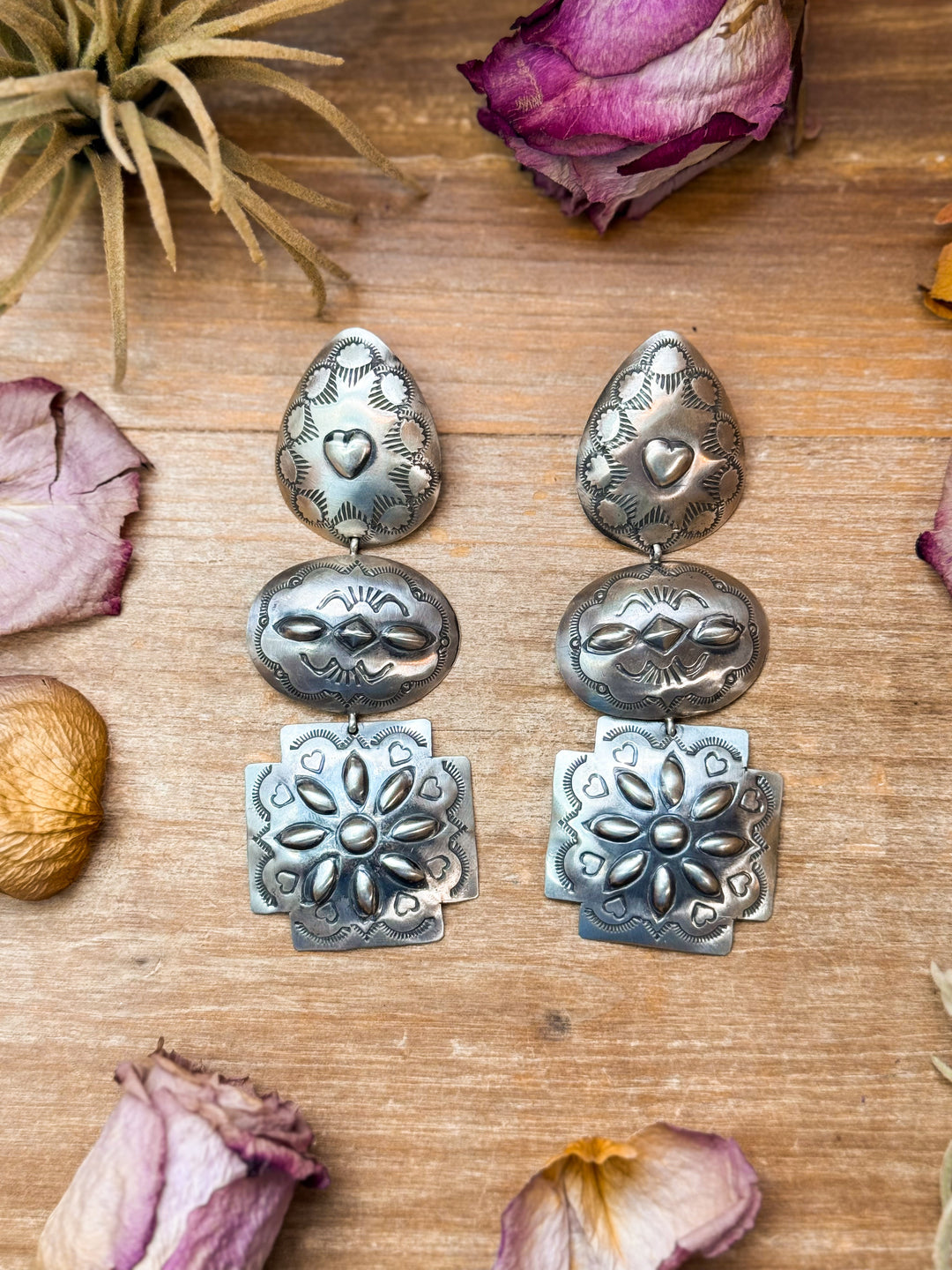 Sterling Silver Concho Dangle Earrings – Native Made by Rita Lee (Navajo Artist) Earrings Shopify Collective The Bijoux FAB Jewelry The Bijoux FAB Jewelry