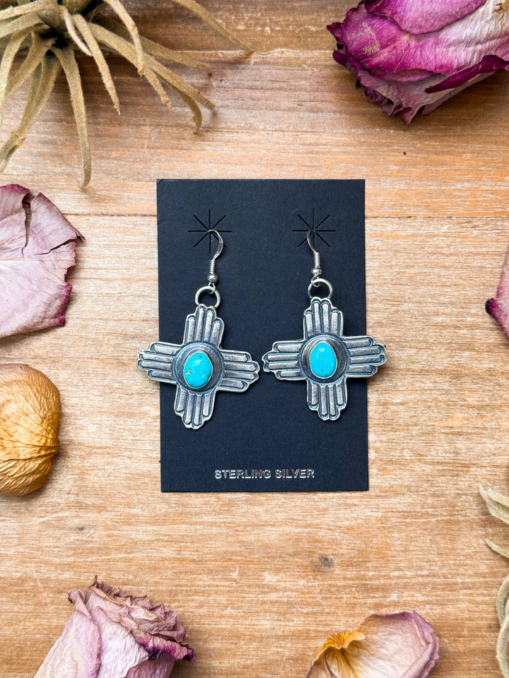 Sterling Silver Zia Dangle Earrings – Native Made by K. Billah Earrings Shopify Collective The Bijoux FAB Jewelry The Bijoux FAB Jewelry