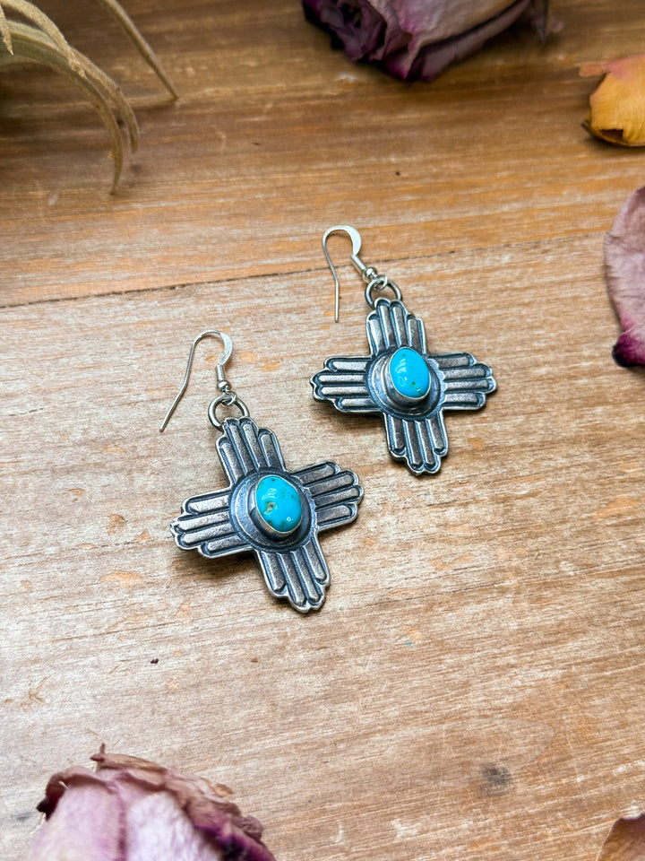 Sterling Silver Zia Dangle Earrings – Native Made by K. Billah Earrings Shopify Collective The Bijoux FAB Jewelry The Bijoux FAB Jewelry