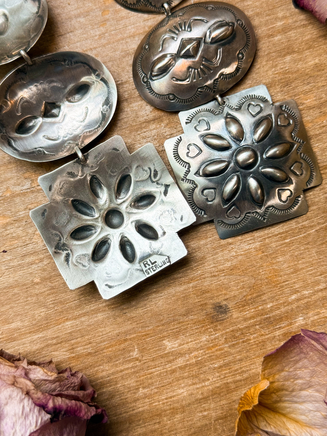 Sterling Silver Concho Dangle Earrings – Native Made by Rita Lee (Navajo Artist) Earrings Shopify Collective The Bijoux FAB Jewelry The Bijoux FAB Jewelry