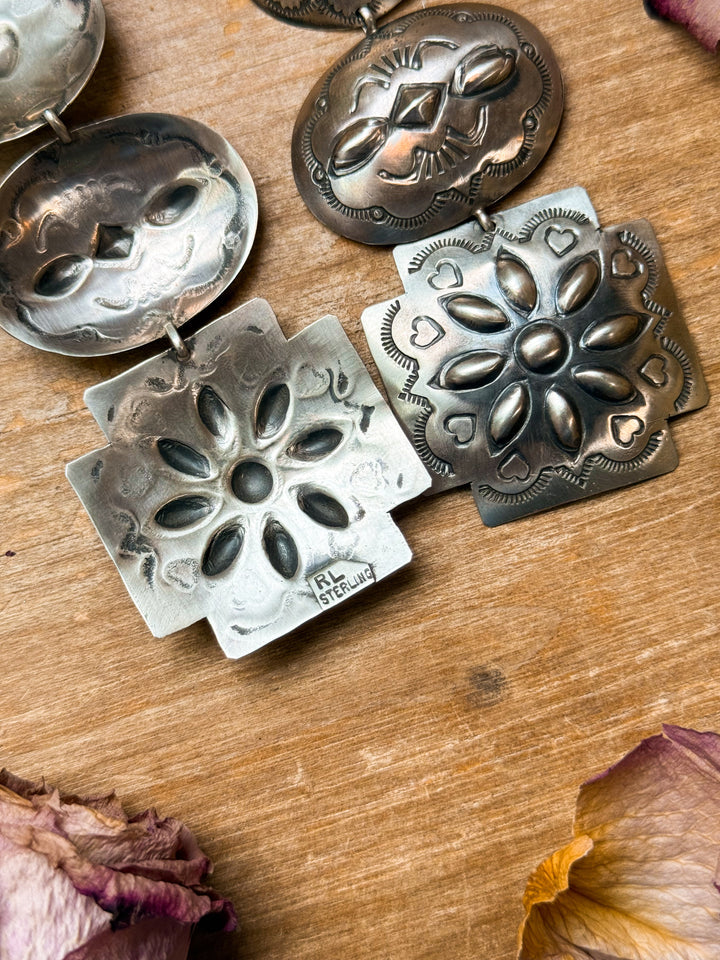 Sterling Silver Concho Dangle Earrings – Native Made by Rita Lee (Navajo Artist) Earrings Shopify Collective The Bijoux FAB Jewelry The Bijoux FAB Jewelry