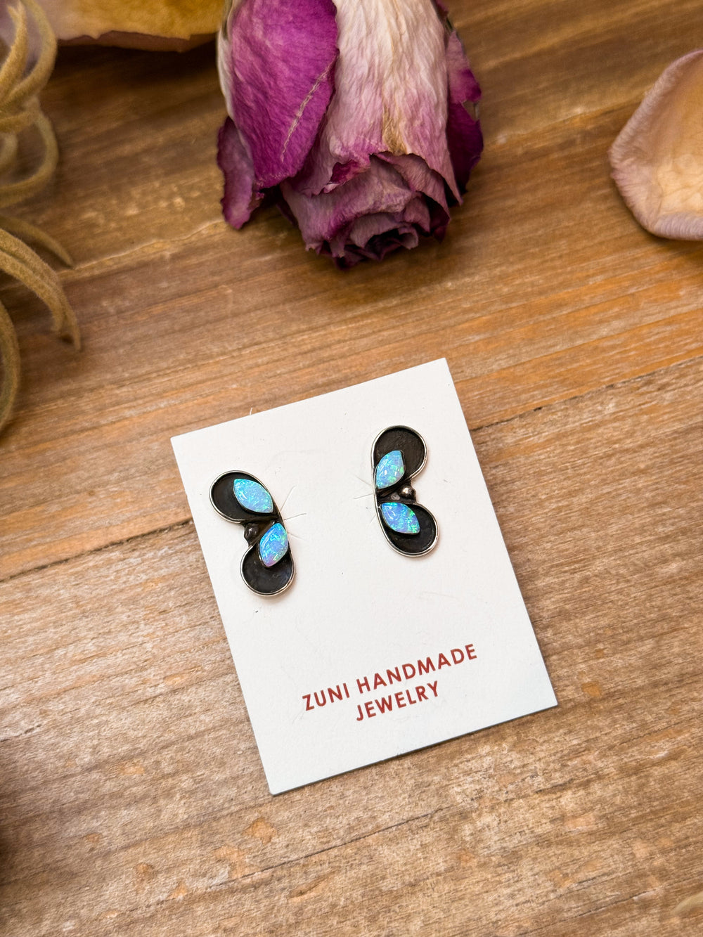 Sterling Silver White Opal Stud Earrings Earrings Shopify Collective The Bijoux FAB Jewelry The Bijoux FAB Jewelry