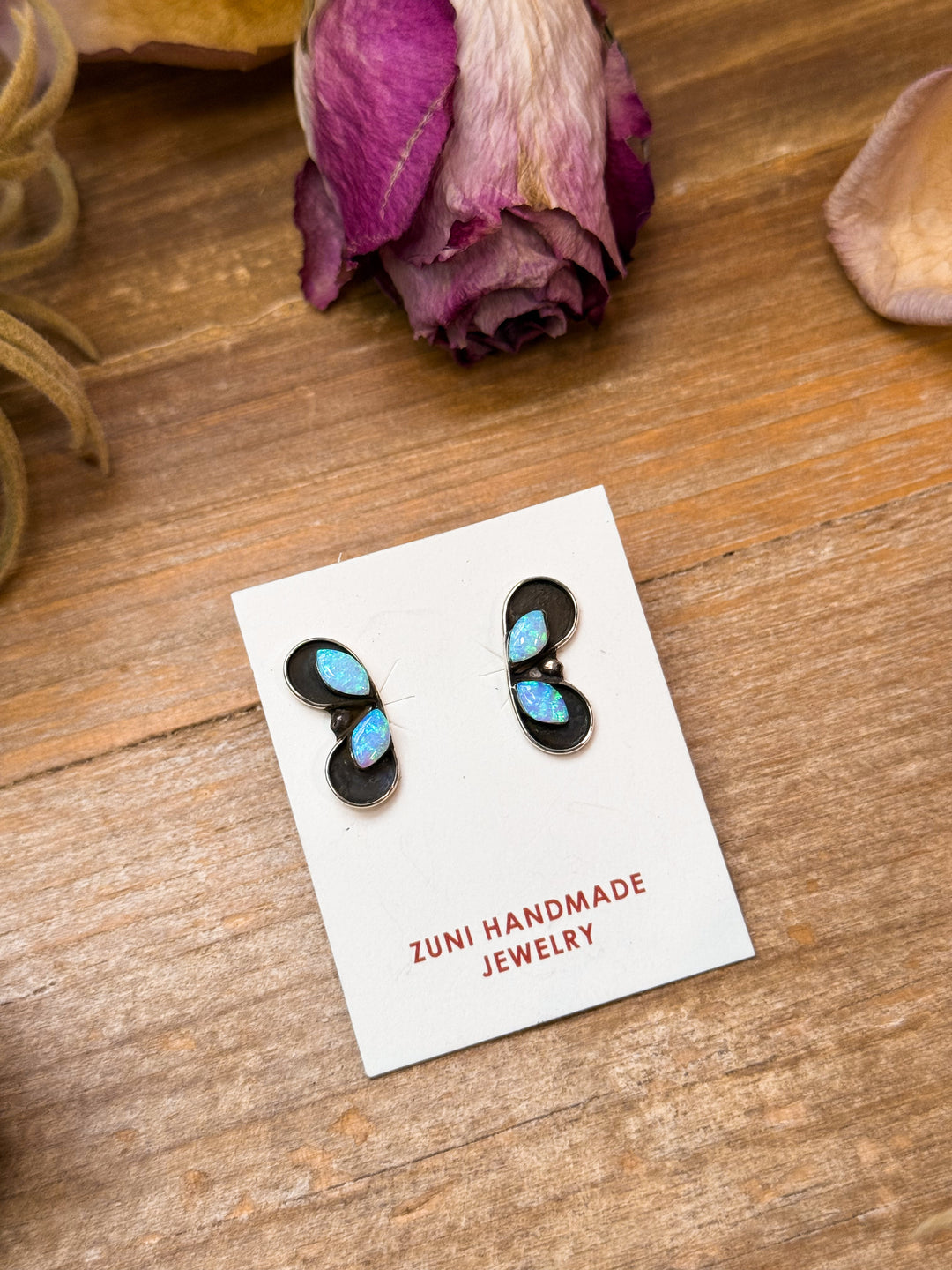 Sterling Silver White Opal Stud Earrings Earrings Shopify Collective The Bijoux FAB Jewelry The Bijoux FAB Jewelry