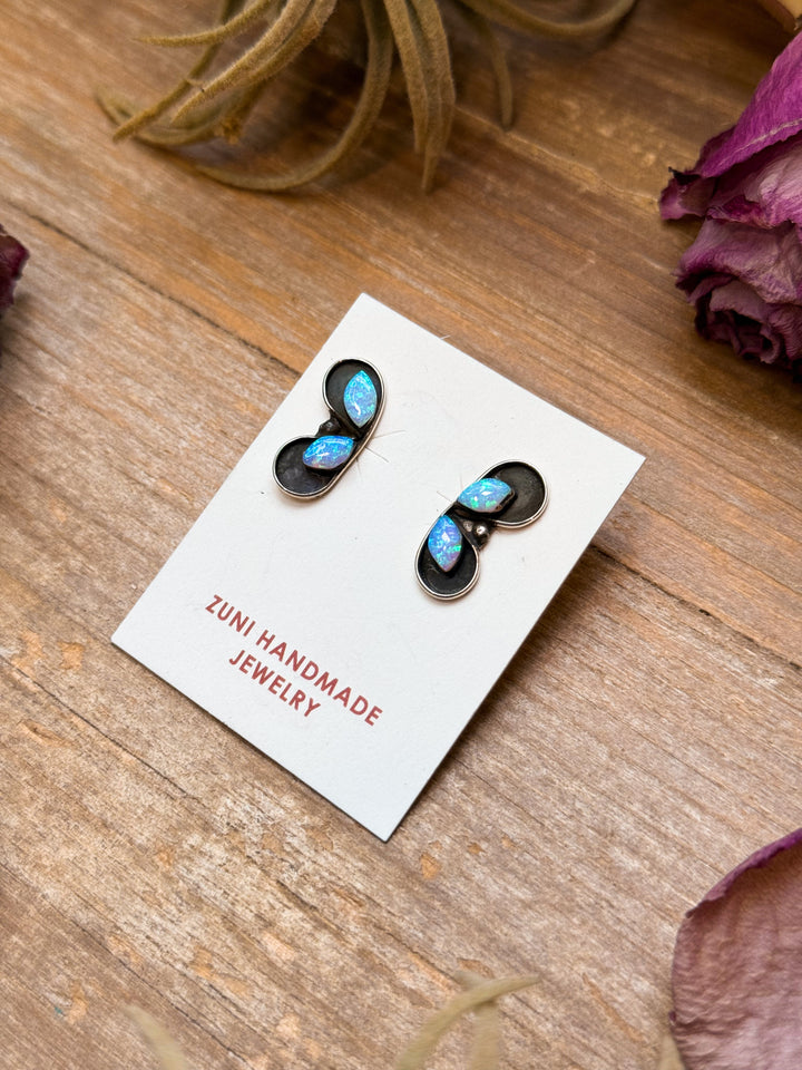 Sterling Silver White Opal Stud Earrings Earrings Shopify Collective The Bijoux FAB Jewelry The Bijoux FAB Jewelry