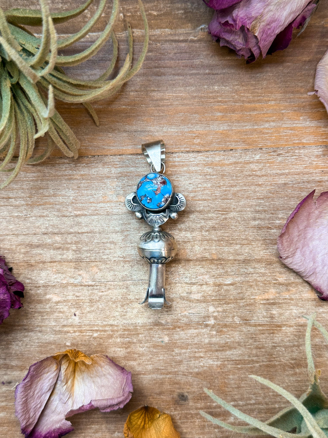 Sterling Silver Golden Hill Turquoise Blossom Pendant Pendant Shopify Collective The Bijoux FAB Jewelry The Bijoux FAB Jewelry