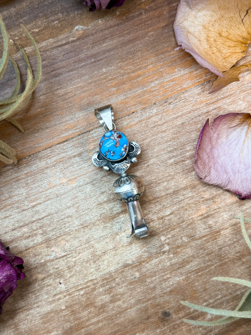 Sterling Silver Golden Hill Turquoise Blossom Pendant Pendant Shopify Collective The Bijoux FAB Jewelry The Bijoux FAB Jewelry