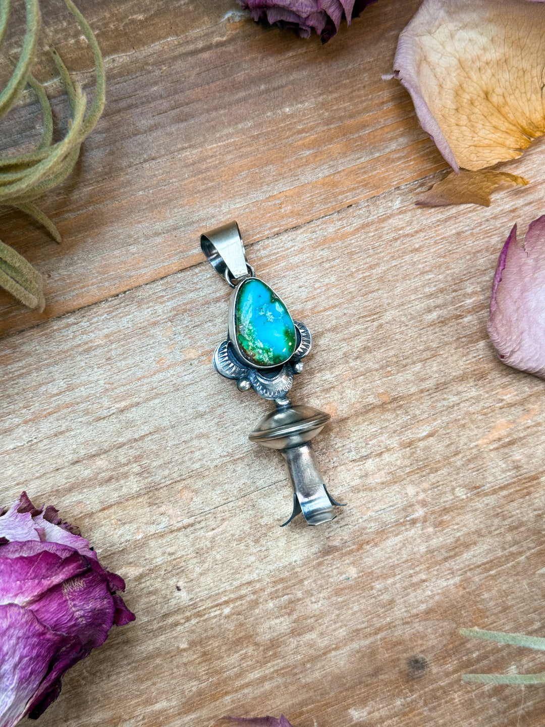 Sterling Silver Sonoran Gold Turquoise Blossom Pendant Pendant Shopify Collective The Bijoux FAB Jewelry The Bijoux FAB Jewelry