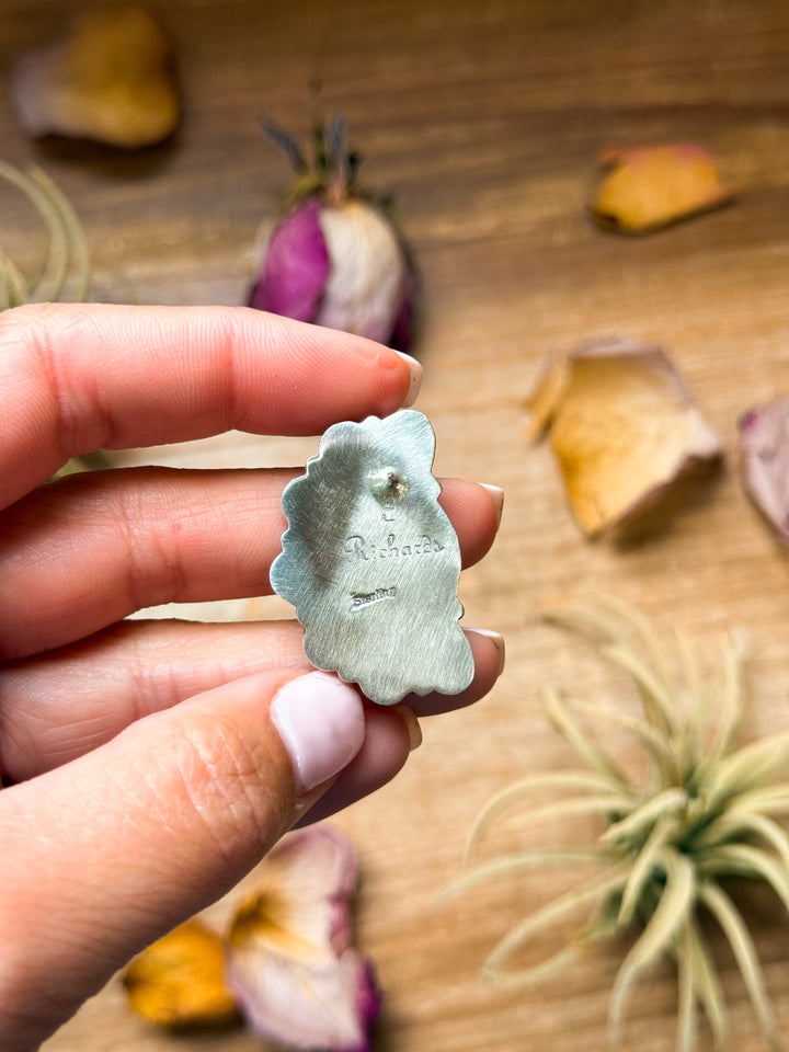 Sterling Silver Kingman Turquoise Half Cluster Earrings – Native Made by E. Richards (Navajo Artist) earrings Shopify Collective The Bijoux FAB Jewelry The Bijoux FAB Jewelry