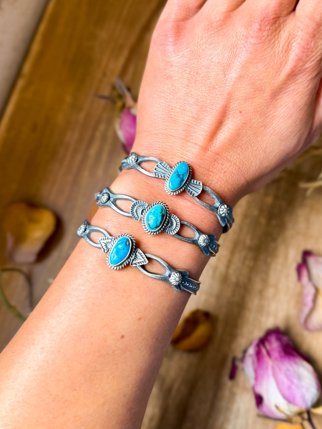 Sterling Silver Kingman Turquoise Cuff Bracelet – Native Made by K. Billah cuff Shopify Collective The Bijoux FAB Jewelry The Bijoux FAB Jewelry