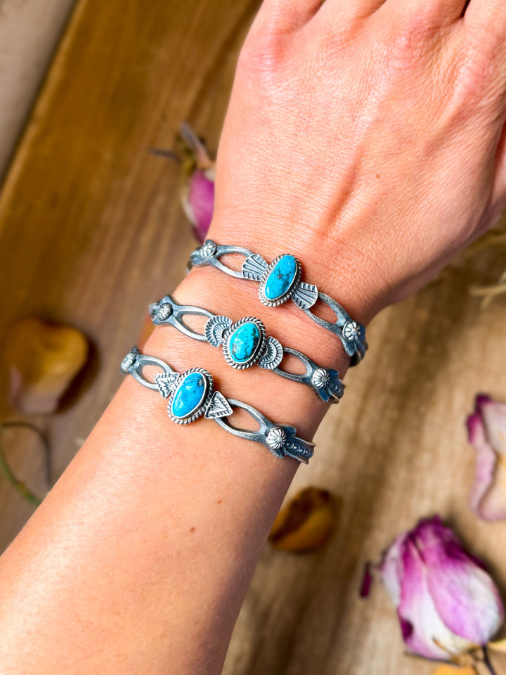 Sterling Silver Kingman Turquoise Cuff Bracelet – Native Made by K. Billah cuff Shopify Collective The Bijoux FAB Jewelry The Bijoux FAB Jewelry
