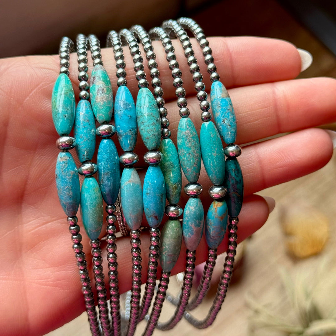 15-Inch Sterling Silver Pearl & Blue Turquoise Torpedo Choker Necklaces Shopify Collective The Bijoux FAB Jewelry The Bijoux FAB Jewelry