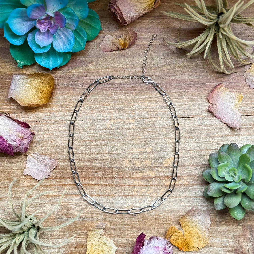 Silver Plated Paperclip Chain Choker – 14” + Extender chokers Shopify Collective The Bijoux FAB Jewelry The Bijoux FAB Jewelry