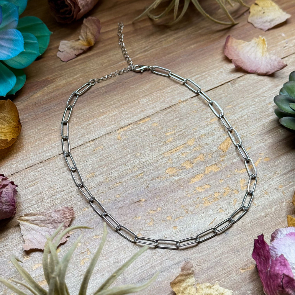 Silver Plated Paperclip Chain Choker – 14” + Extender chokers Shopify Collective The Bijoux FAB Jewelry The Bijoux FAB Jewelry