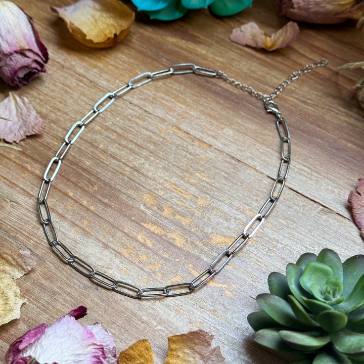 Silver Plated Paperclip Chain Choker – 14” + Extender chokers Shopify Collective The Bijoux FAB Jewelry The Bijoux FAB Jewelry